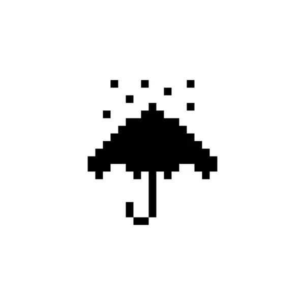 傘と雨 ピクセル アイコン 気象ベクトル図 — ストックベクタ