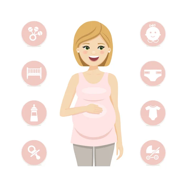 Iconos Mujer Embarazada Niña Ilustración Vectorial — Archivo Imágenes Vectoriales