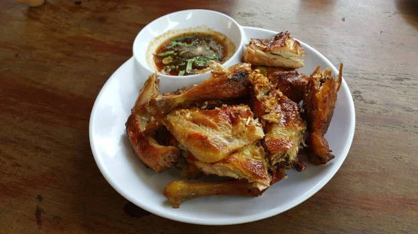 Gaya Ayam Thai Panggang Dan Saus Pedas — Stok Foto