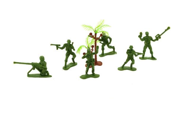 Toy soldiers on a white background