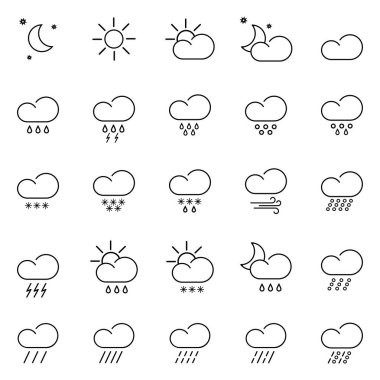 weather icons in thin style clipart