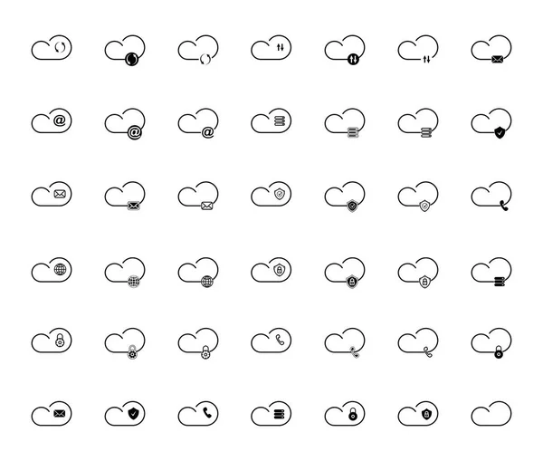 Set mit Cloud-Internet-Symbolen — Stockvektor