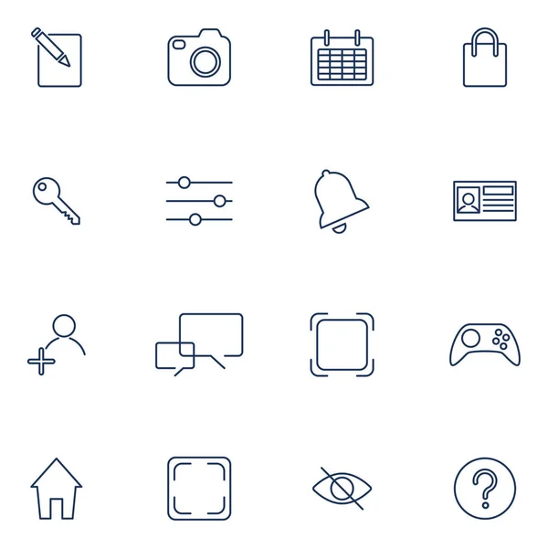 Set con 16 iconos para la aplicación móvil, sitios, móvil, software — Vector de stock
