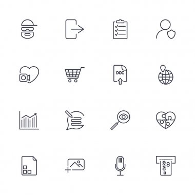 Web ve mobil bilgisayar korsanı, fotoğraf, Not, atm ve diğer için evrensel küme. Kutsal kişilerin resmi ile düzenlenebilir kontur