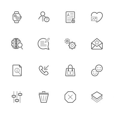 Webdesign veya mobil tasarım için farklı simgeler paketi.