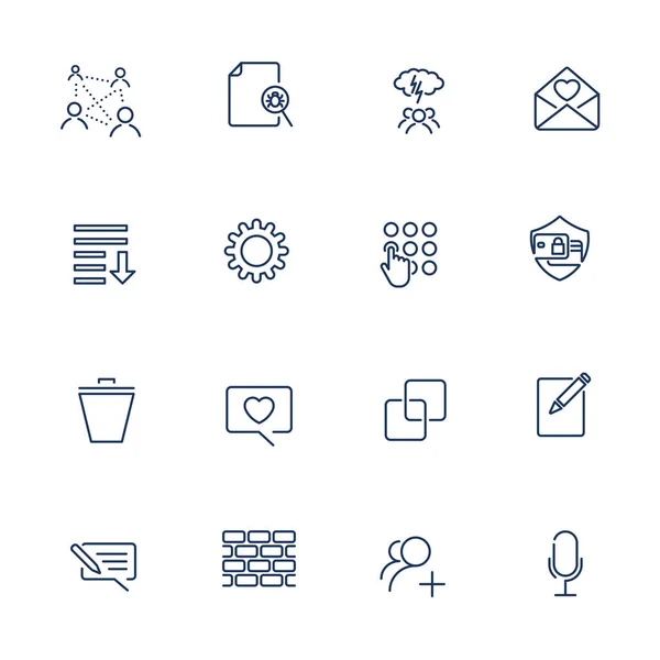 Simple icons for app, programs and sites. Set with different icons — Stock Vector