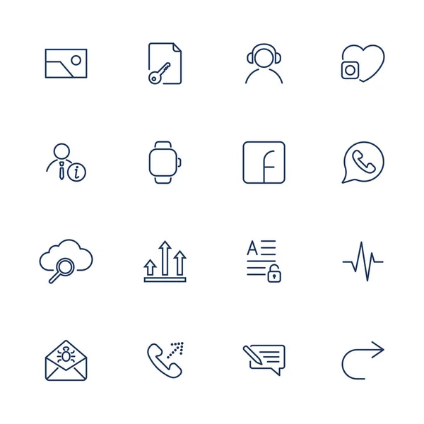 Icone semplici per app, programmi e siti. Set con diverse icone dell'interfaccia utente — Vettoriale Stock