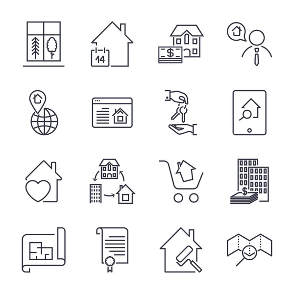 Iconos de línea inmobiliaria. Conjunto de iconos con trazo editable — Archivo Imágenes Vectoriales