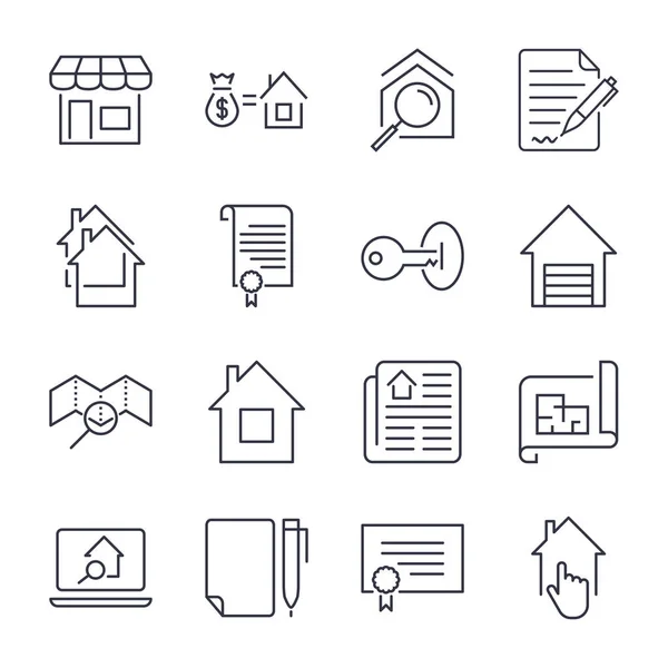 Simple Set of Real Estate Related Vector Line Icons. Editable Stroke. — Stock Vector