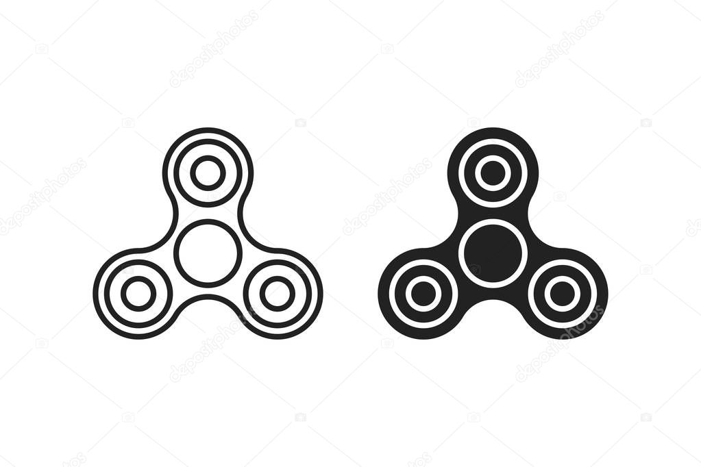 Fidget spinner icon - toy for stress relief and improvement of attention span. Drawn with outline thin lines. Isolatied vector illustration. EPS 10