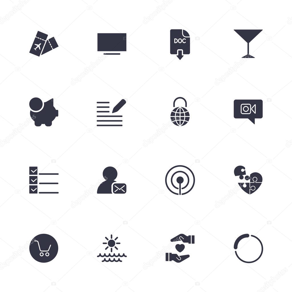 Simple different icons set. Universal icons to use for web and m
