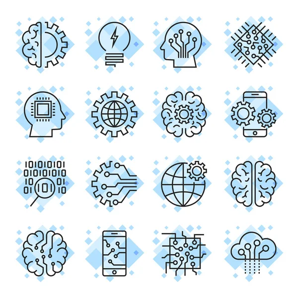 Icon Set für künstliche Intelligenz ai Konzept verschiedene Symbole. — Stockvektor
