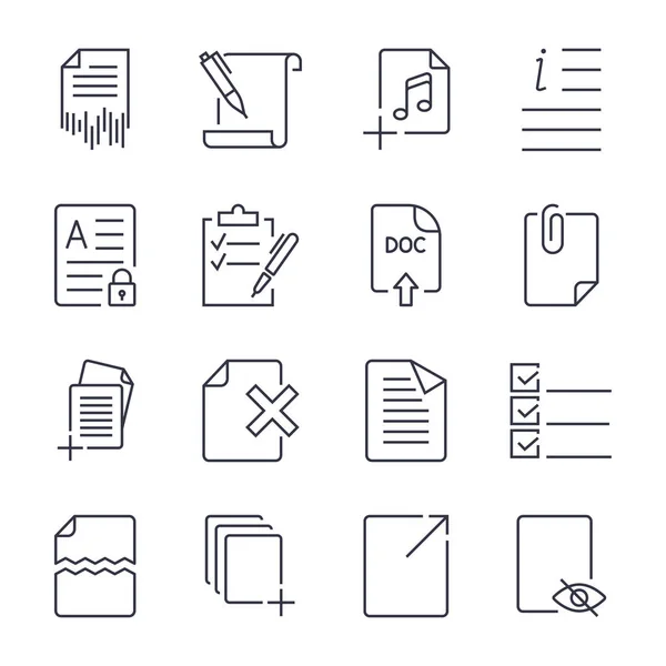 Iconos de papel. Iconos de documentos. Vector EPS10. Conjunto de iconos con trazo editable — Vector de stock