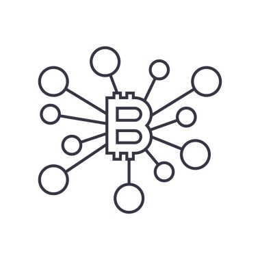 Bitcoin işareti simgesi web içinde kullanmak için Internet para Kripto para birimi sembolü ve sikke resim için. Düzenlenebilir kontur