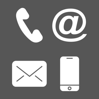 Simgeler başvurun. Siyah arka plan üzerine beyaz simgeler.