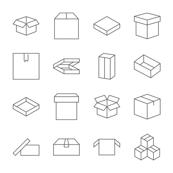 Набор иконок коробки в современном стиле тонкой линии. Высокое качество черного контура символы пакета для дизайна веб-сайта и мобильных приложений. Простые линейные пиктограммы деревянного ящика на белом фоне
.