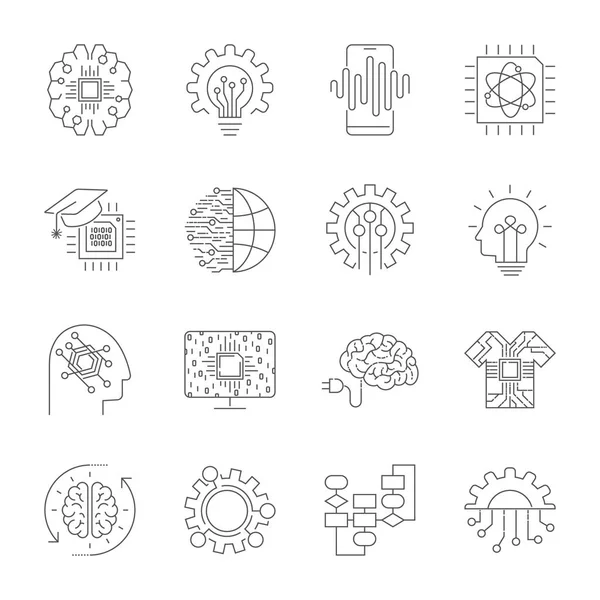 Modern düz düzenlenebilir vektör hat simgeleri geleceğin teknolojisi - grafik ve web tasarım için neural ağ, Ai, kuantum teknolojileri.