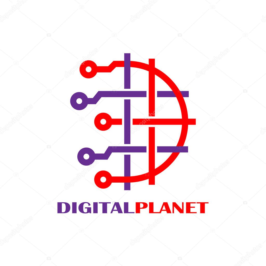 Logos de mundos Plantilla de diseño de Logo de mundo digital. Símbolo