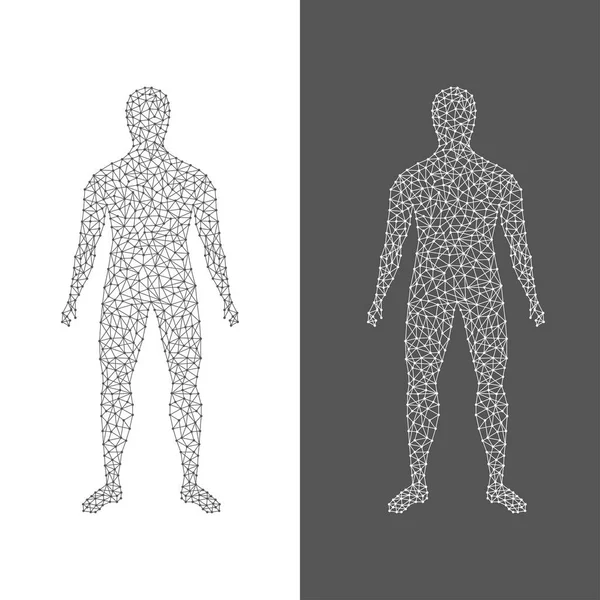 Digitální muž. Abstrakt z lidského těla na bílé a černé pozadí — Stockový vektor