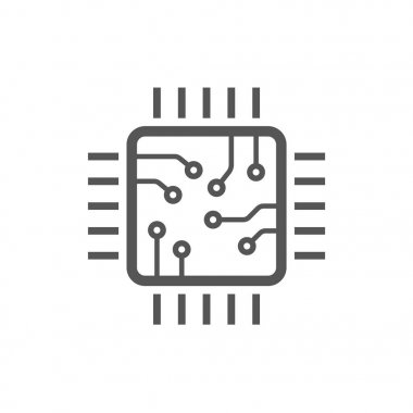 Çip izole en az simgesi. İşlemci satırı vektör simgesi Web siteleri ve mobil minimalist düz tasarım için. Düzenlenebilir kontur