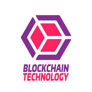 Blockchain teknoloji - vektör logo şablonu konsept illüstrasyon. Soyut geometrik iş işareti. Dijital Kripto para yaratıcı simgesi. Grafik tasarım öğesi. EPS 10
