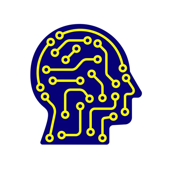 Icône IA intelligence artificielle. Techno tête humaine logo concept idée créative signe apprentissage icône gens . — Image vectorielle