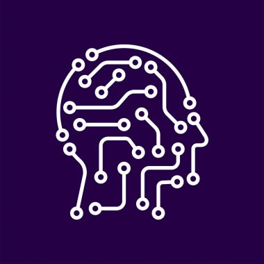 AI yapay zeka simgesi. Öğrenme simgesi insanlar Techno insan baş logo yaratıcı bir fikir işareti kavramı.