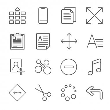 Vektör çizim apps simgesi üzerinde keten doku seti. Apps için evrensel simgeleri