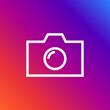 Trendy düz tarzı renkli arka plan üzerinde izole kamera simgesi. Web sitesi tasarımı, logo, app, UI kamera simgesi.
