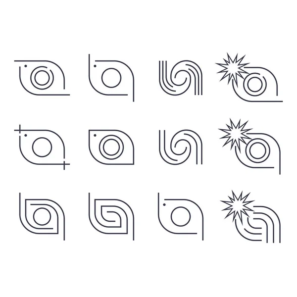 Verschiedene Kamera-Logo-Symbole gesetzt. editierbare Streichelkamera — Stockvektor