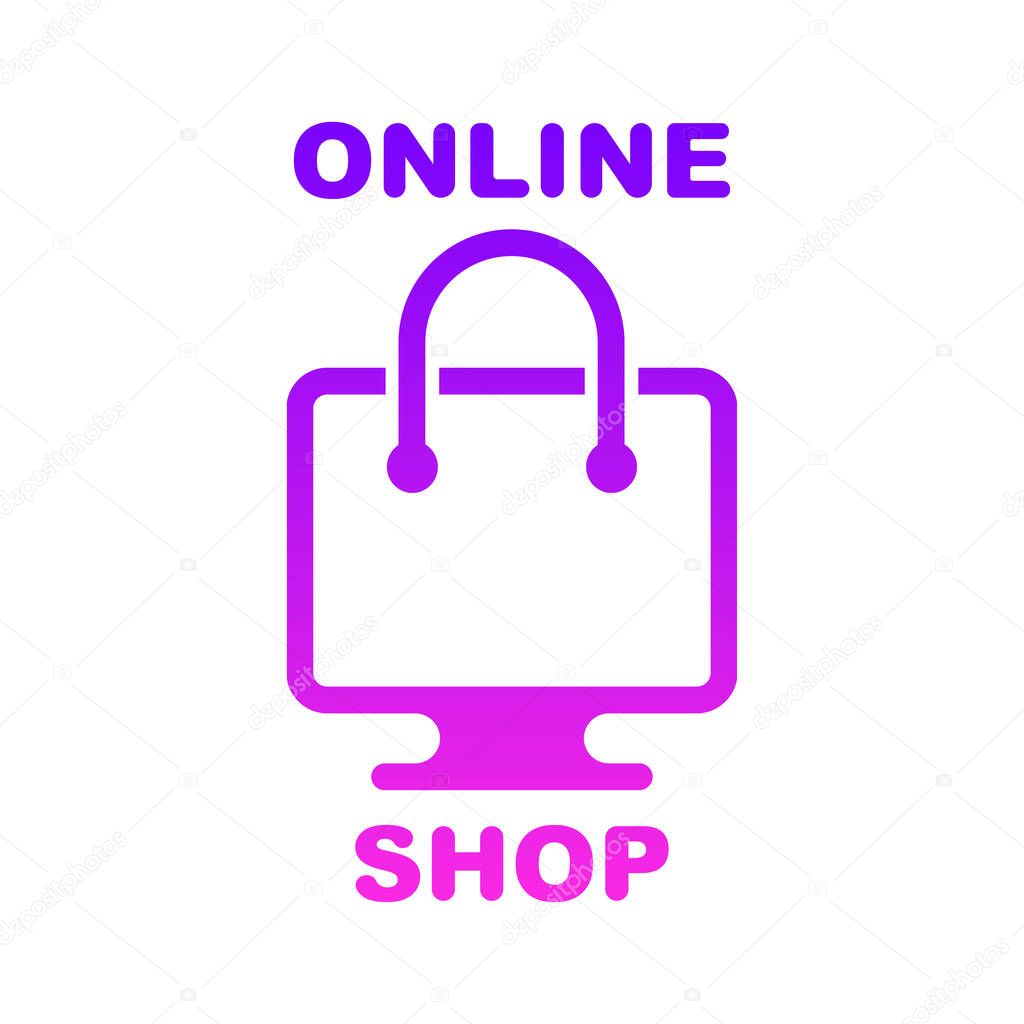 Online shop, online store logo. Logotype for business. Isolated vector illustration. EPS 10