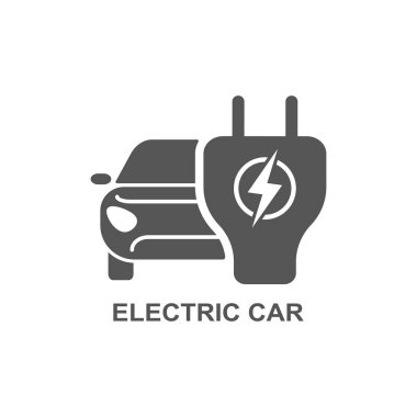 Elektro araba. Basit ilgili vektör Icon Set Video, mobil uygulamalar, Web siteleri, yazdırma projeleri ve tasarım. Beyaz arka plan üzerinde düz illüstrasyon