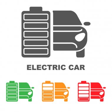 Elektrikli Araba pil şarj işaret. Düz stil simgesiyle
