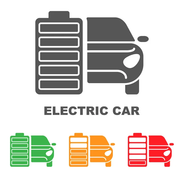 Cartel de carga de batería de coche eléctrico. Icono con estilo plano — Archivo Imágenes Vectoriales