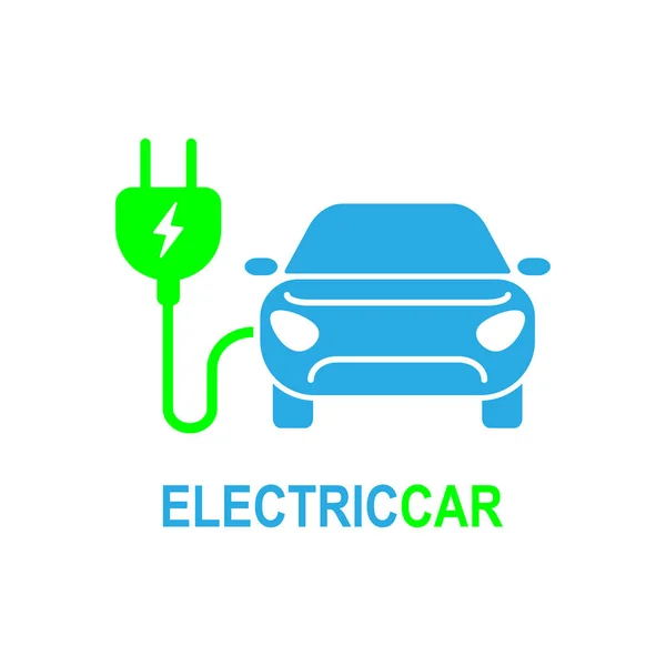 Carro eléctrico. Conjunto de ícones vetoriais relacionados simples para vídeo, aplicativos móveis, sites, projetos de impressão e seu design. Ilustração plana em fundo branco — Vetor de Stock