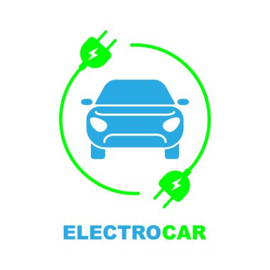 Elektro araba logo, web ve mobil için düz, dijital simge