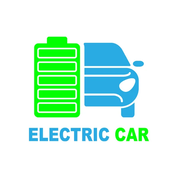 Icono de ilustración de coche eléctrico premium, aislado, color sobre fondo blanco, con elementos de texto — Archivo Imágenes Vectoriales