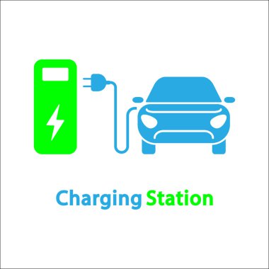 Elektro araba simgesi. Logo eleman illüstrasyon. Elektro araba sembolü tasarım 2 renkli koleksiyonundan. Basit Electro araba konsepti. Web ve mobil kullanılabilir.