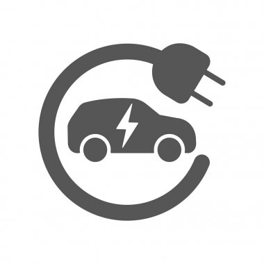 Elektrikli otomobil yedek simge vektör. Elektrik yakıt ikmali. Eko ulaşım.