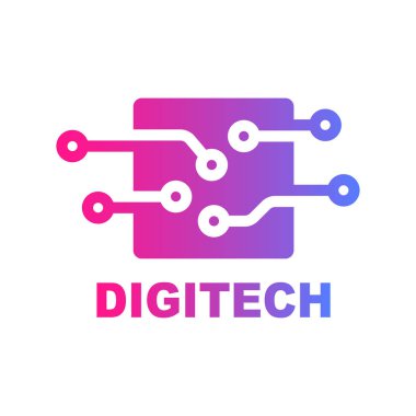 Dijital teknoloji Logo. Şablonu tasarlamak vektör, amblem, tasarım konsepti, yaratıcı sembol simge.
