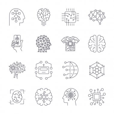 Yapay zeka, AI Icon set.