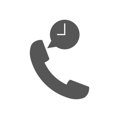 Telefon ve zaman vektör simgesi ya da işaret. Siyah düz simge. Eps 10