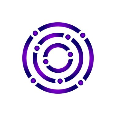 Soyut renkli daire logosu tasarım vektör grafik element şablonu. İş, şirket, konsept, eğri, döngü, dekor, dijital, amblem, şekil, akış, geometrik. Vektör İllüstrasyonu. Eps 10