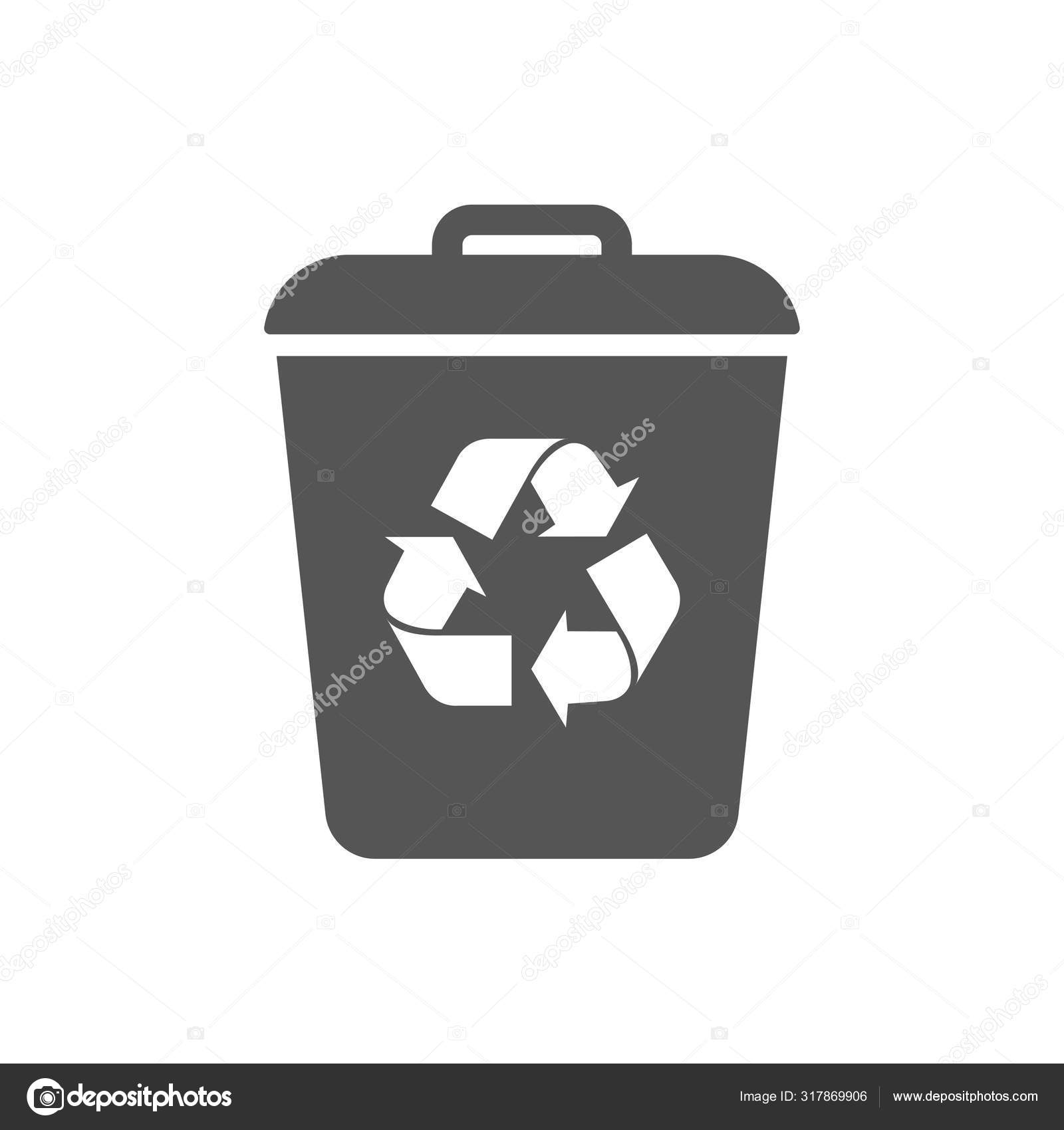 Garbage Trash Can Vector Icon Eco Bio Concept Recycling Flat Design Illustration Isolated On White Background Black Sign For Web Website Eps 10 Stock Vector C Defmorph1