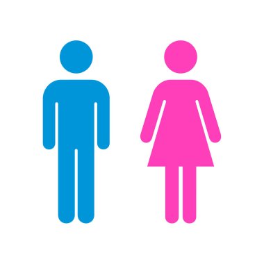 Erkek ve Kadın ikonu düz vektör stok çizimi, izole edilmiş renkli tabela. Eps 10