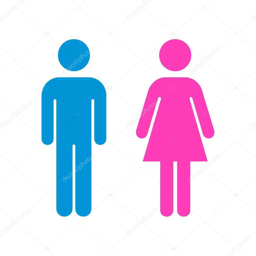 Man and Woman icon flat vector stock illustration, isolated colored sign. EPS 10