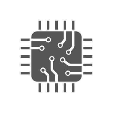 İşlemci şeffaf simgesi. İşlemci sembolü tasarımı. Basit element vektör çizimi. Düz stil. Eps 10