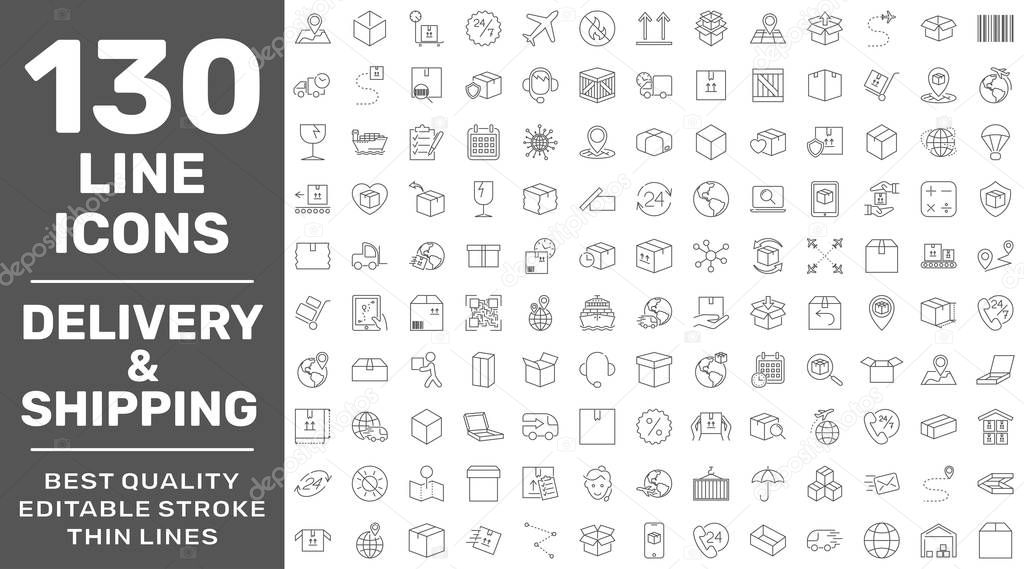 Simple Set of Delivery and Logistics Related Vector Line Icons. Editable Stroke. EPS 10