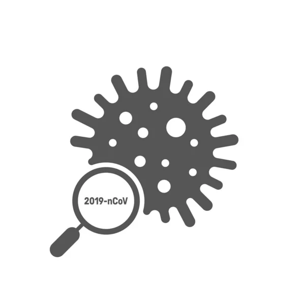 Zeichen der Suche und Erforschung von Coronavirus. Virenerkennung. Vektorillustration. Folge 10 — Stockvektor