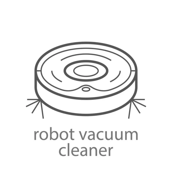 Robot aspiradora aislado icono lineal. Ilustración de elementos simples de iconos de concepto de hogar inteligente. Ilustración vectorial. EPS 10 — Archivo Imágenes Vectoriales
